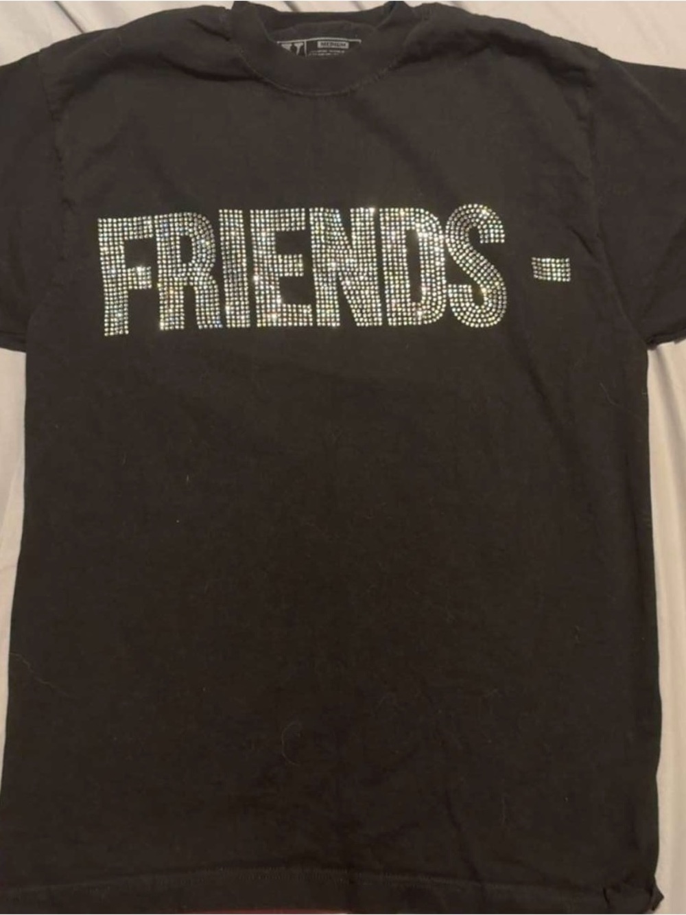 VLONE Black T-Shirt with Rhinestone "FRIENDS"